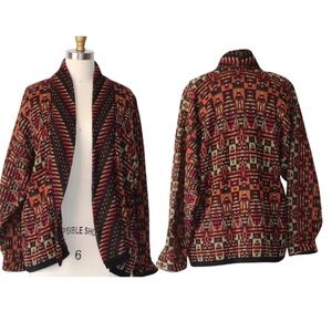 Chris Triola Handmade Cotton Intarsia Knit Open Cardigan